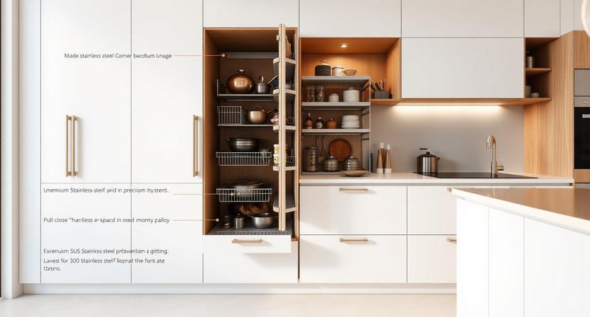 Modern kitchen magic corner organizers