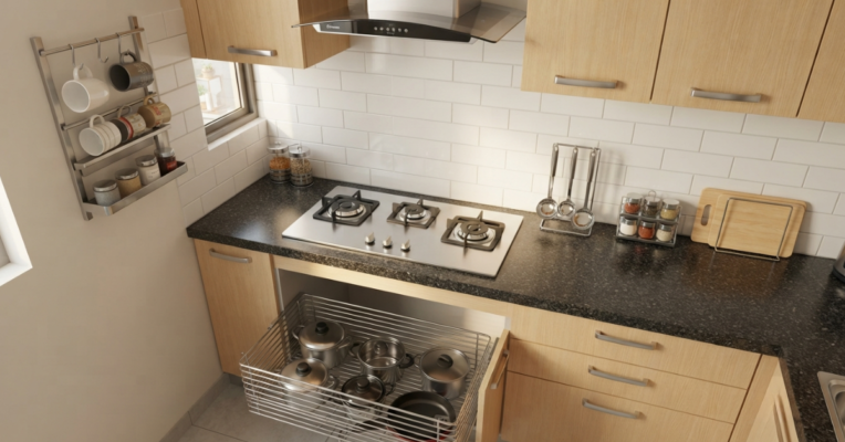 Space-Saving Three Burner Gas Stove & Kitchen Ideas BD