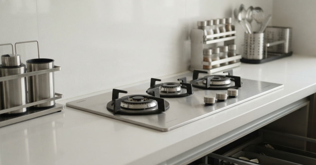 Space-Saving Three Burner Gas Stove & Kitchen Ideas BD
