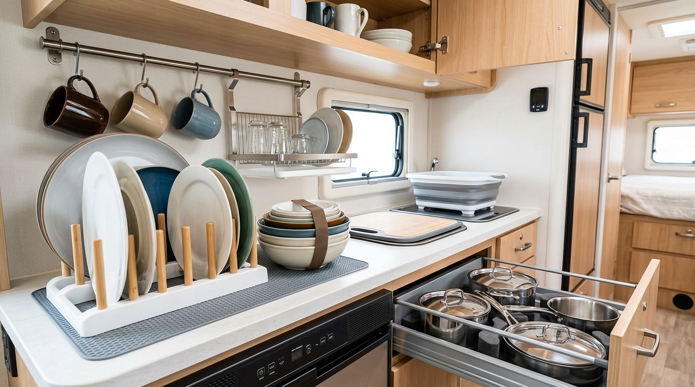 10 Smart RV Dish Storage Ideas for a Rattling-Free Kitchen