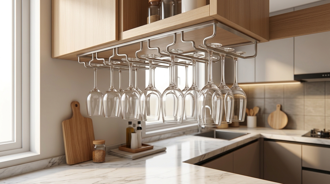 Best Under Cabinet Glass Rack Ideas for Kitchen Storage