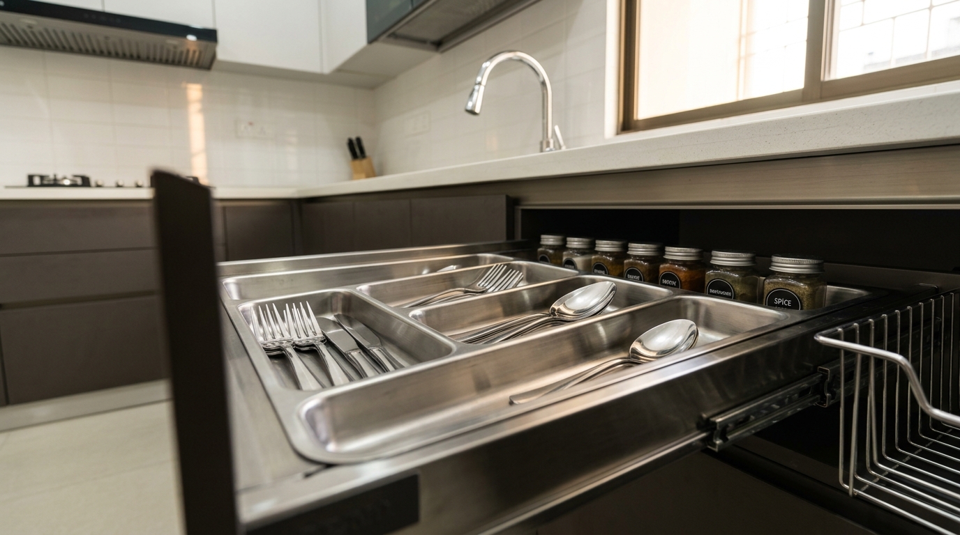 Discover top metal cutlery holder choices and modular kitchen accessories in Bangladesh. Maximize storage with smart, rust-resistant stainless steel fittings.