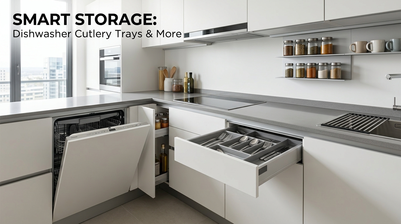 Discover how dishwasher cutlery trays and smart kitchen accessories revolutionize storage in modern Bangladeshi apartments. Boost space efficiency today.