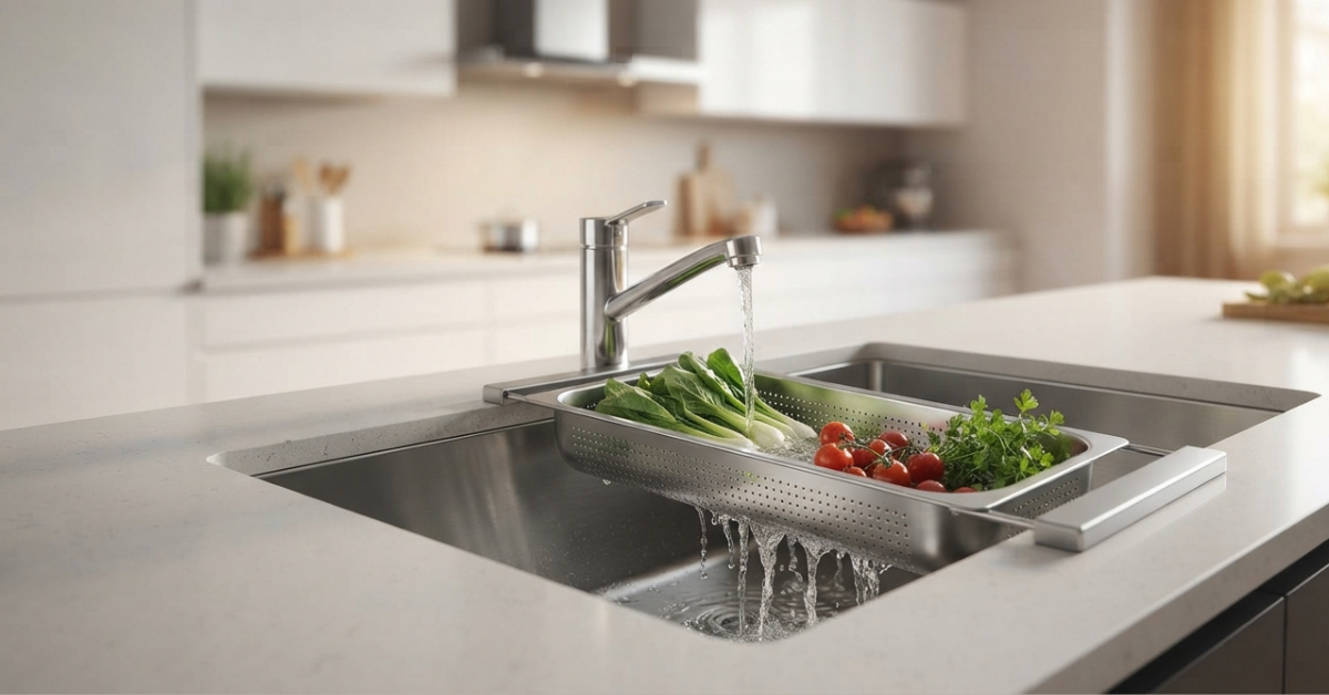 Over the Sink Colander: Maximize Space & Prep Food Fast